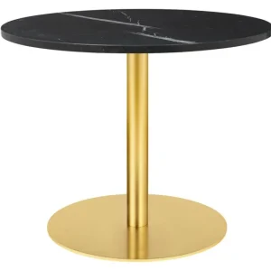 HAY Tische-GUBI GUBI 1.0 Loungetisch, rund, 80 cm, Messing – schwarzer Marmor