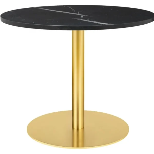 HAY Tische-GUBI GUBI 1.0 Loungetisch, rund, 80 cm, Messing – schwarzer Marmor