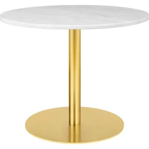 HAY Tische-GUBI GUBI 1.0 Loungetisch, rund, 80 cm, Messing – weißer Marmor