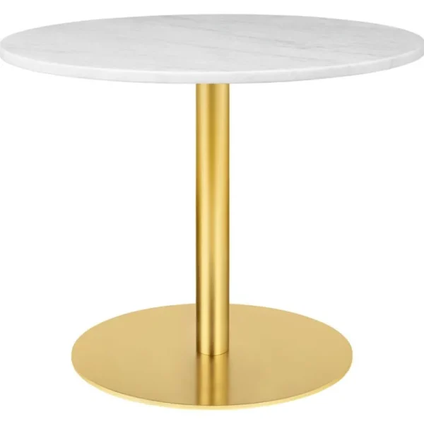 HAY Tische-GUBI GUBI 1.0 Loungetisch, rund, 80 cm, Messing – weißer Marmor