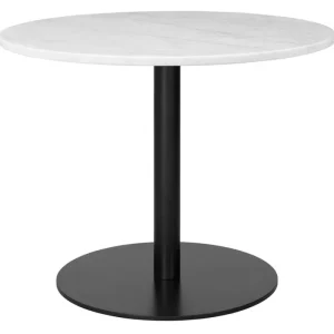 GUBI Tische-1.0 Loungetisch, rund, 80 cm, Schwarz – weißer Marmor