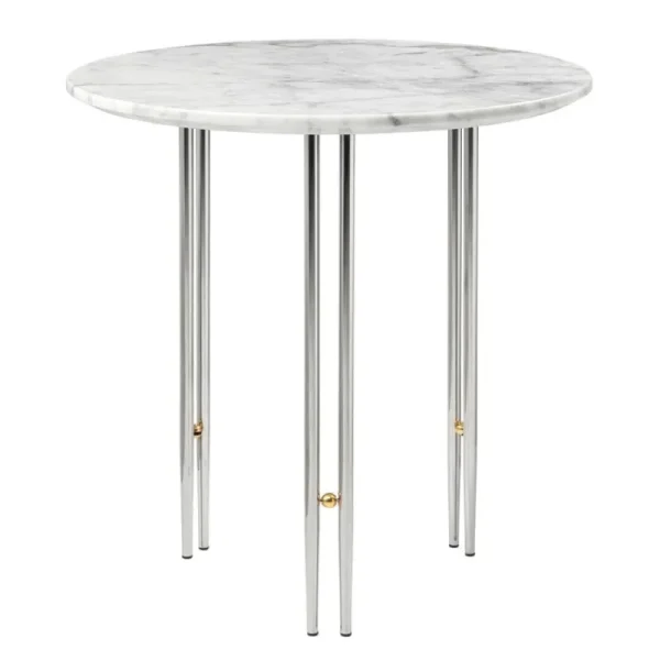 &Tradition Tische-GUBI IOI Couchtisch, 50 cm, Chrom – weißer Marmor