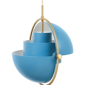 GUBI Deckenleuchten-Pendelleuchte Multi-Lite, Messing – blau