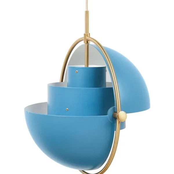 GUBI Deckenleuchten-Pendelleuchte Multi-Lite, Messing – blau