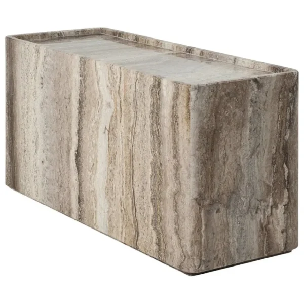 Fritz Hansen Tische-GUBI Pietra Beistelltisch, 30 x 80 x 40 cm, Sepia Travertin