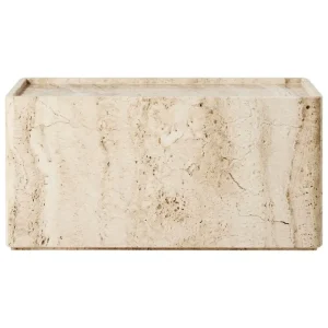 Fritz Hansen Tische-GUBI Pietra Beistelltisch, 30 x 80 x 40 cm, weiß, Travertin