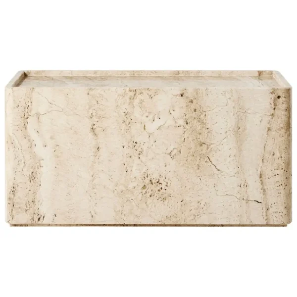 Fritz Hansen Tische-GUBI Pietra Beistelltisch, 30 x 80 x 40 cm, weiß, Travertin