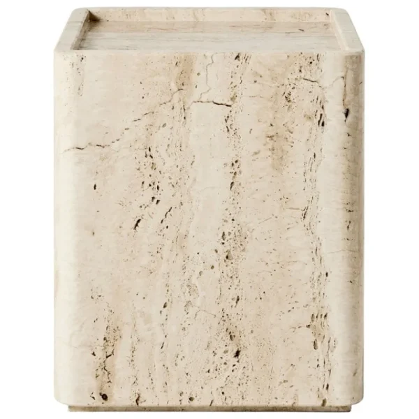 Fritz Hansen Tische-GUBI Pietra Beistelltisch, 33 x 33 x 40 cm, neutral weißer Travertin