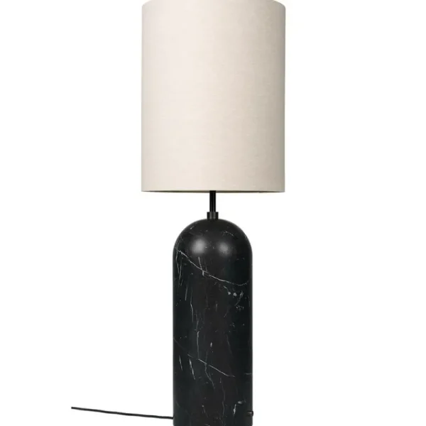 GUBI Stehleuchten-Stehleuchte Gravity XL, hoch, schwarzer Marmor – Leinwand