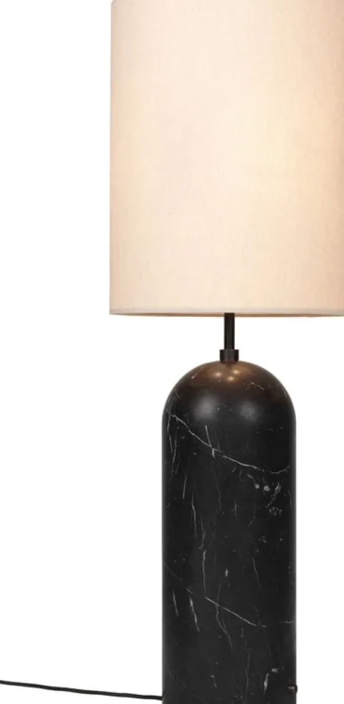 GUBI Stehleuchten-Stehleuchte Gravity XL, hoch, schwarzer Marmor – Leinwand