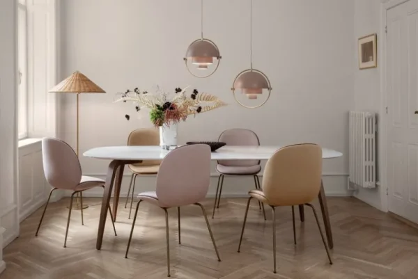 GUBI Stehleuchten-Stehleuchte Tynell 9602, Messing - Rattan