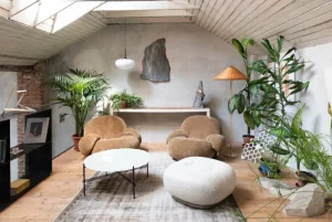 GUBI Stehleuchten-Stehleuchte Tynell 9602, Messing - Rattan