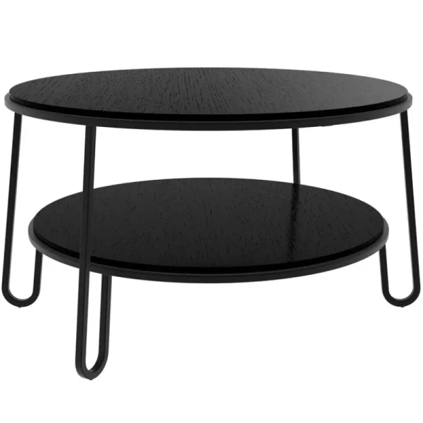 Eberhart Furniture Tische-Hartô Eugenie Couchtisch 90 cm, Eiche Schwarz - Metall Schwarz
