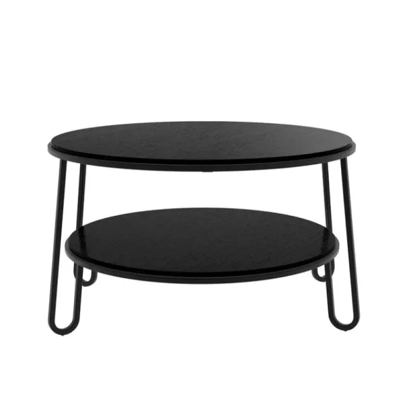 Eberhart Furniture Tische-Hartô Eugenie Couchtisch 90 cm, Eiche Schwarz - Metall Schwarz