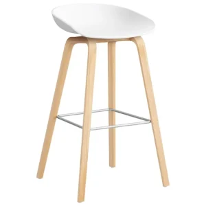 Lepo Product Sitzgelegenheiten-HAY About A Stool AAS32, 75 cm, Weiß 2.0 - Eiche geseift - Stahl