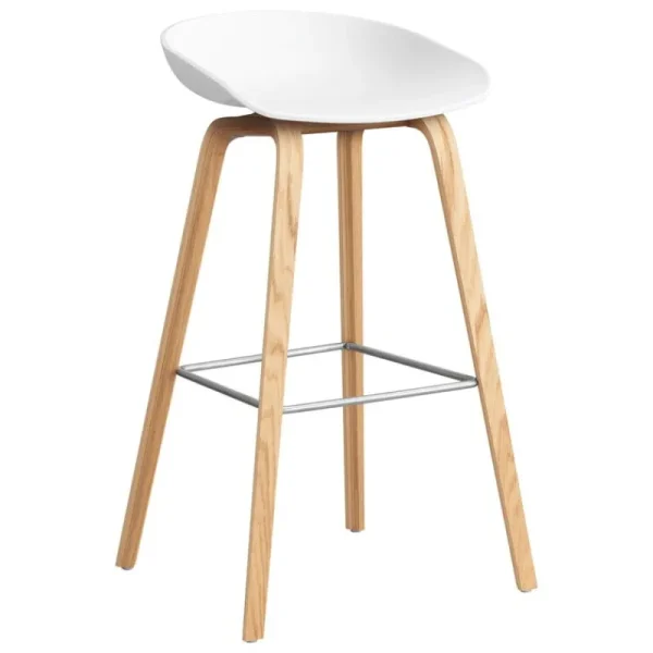 HAY Sitzgelegenheiten-About A Stool AAS32, 75 cm, Weiß 2.0 - Eiche lackiert - Stahl