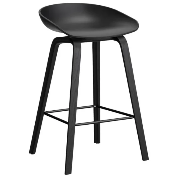 HAY Sitzgelegenheiten-About A Stool AAS32, 65 cm, Schwarz 2.0 - Eiche schwarz lackiert