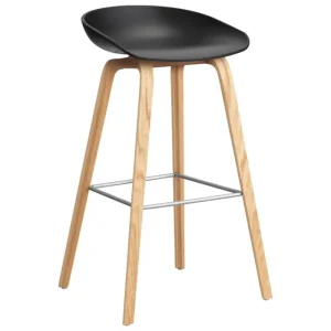 HAY Sitzgelegenheiten-About A Stool AAS32, 75 cm, Schwarz 2.0 - Eiche lackiert - Stahl