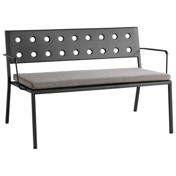 HAY Terrassenmöbel^Balcony Loungebank mit Armlehne, 121,5 x 69 cm, Anthrazit