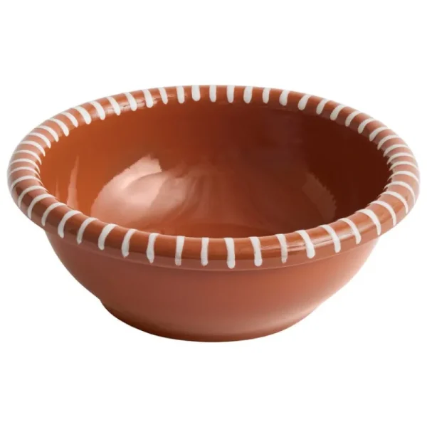 HAY Geschirr^Barro Salatschüssel, L, Terracotta natur mit Streifen