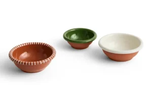 HAY Geschirr^Barro Salatschüssel, L, Terracotta natur mit Streifen