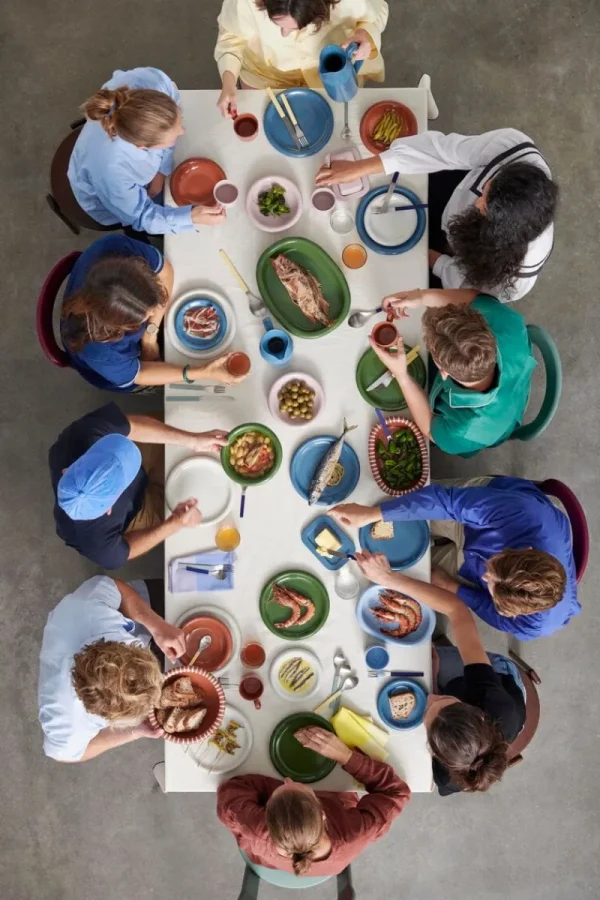 HAY Geschirr^Barro Salatschüssel, L, Terracotta natur mit Streifen