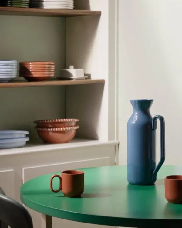 HAY Geschirr^Barro Salatschüssel, L, Terracotta natur mit Streifen