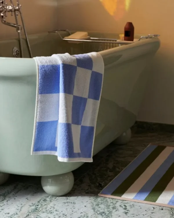 HAY Badezimmertextilien^Check Badematte, 50 x 90 cm, Himmelblau