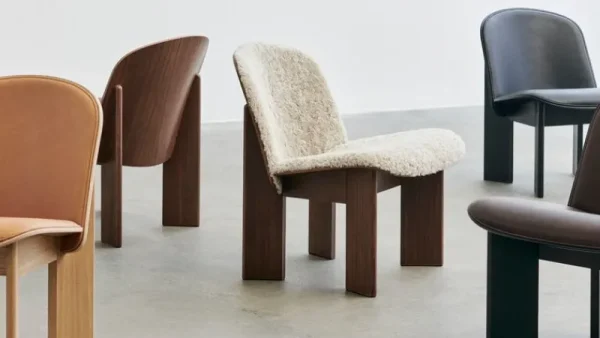 HAY Sitzgelegenheiten-Chisel Loungesessel, Mohawi 21 Schaffell - Nussbaum lackiert