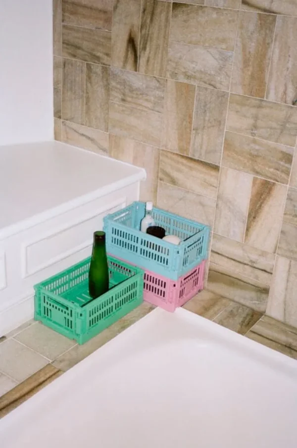 HAY Badezimmeraccessoires | Aufbewahrungsbehälter^Colour Crate, S, recycelter Kunststoff, dunkles Minzgrün