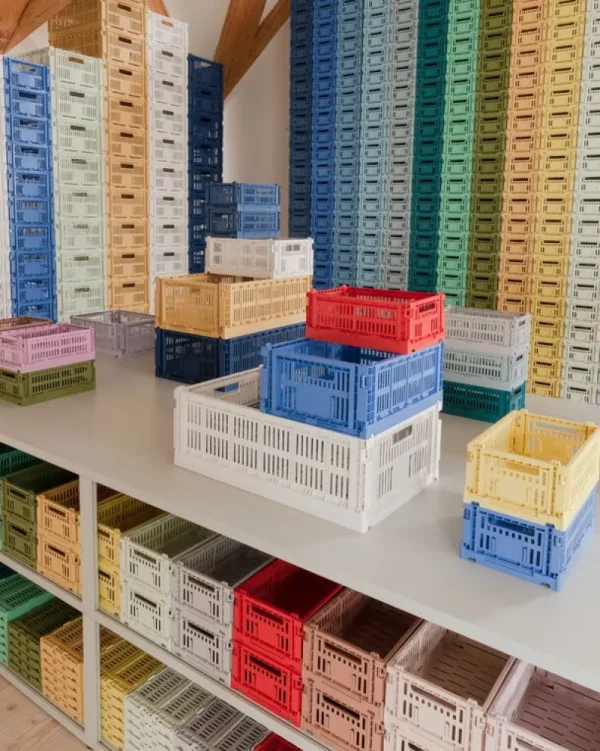 HAY Badezimmeraccessoires | Aufbewahrungsbehälter^Colour Crate, S, recycelter Kunststoff, dunkles Minzgrün