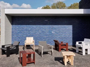 HAY Outdoor-textilien^Crate Gestepptes Kissen für Loungesessel, Himmelgrau