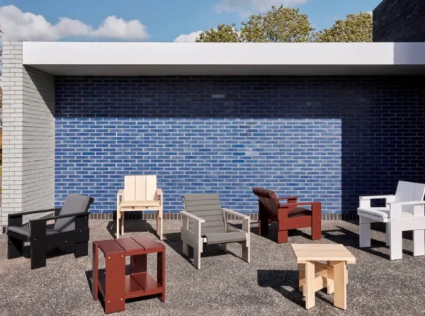 HAY Outdoor-textilien^Crate Gestepptes Kissen für Loungesessel, Himmelgrau