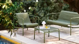 HAY Outdoor-textilien^Gestepptes Kissen Palissade für Loungesessel mit niedriger Lehne, oliv
