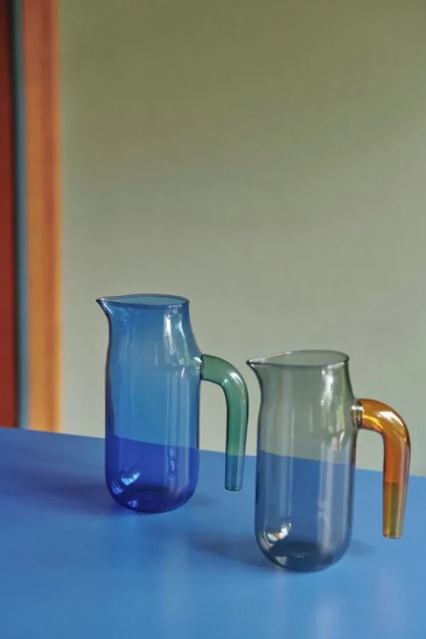 HAY Karaffen Und Krüge^Kanne mit türkisem Henkel, L, Blau