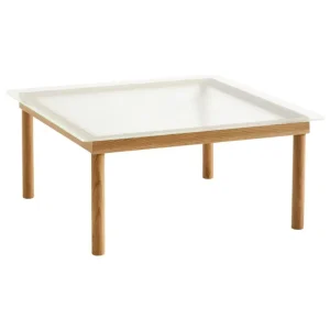 ferm LIVING Tische-HAY Kofi Tisch, 80 × 80 cm, Eiche lackiert - geriffeltes Glas