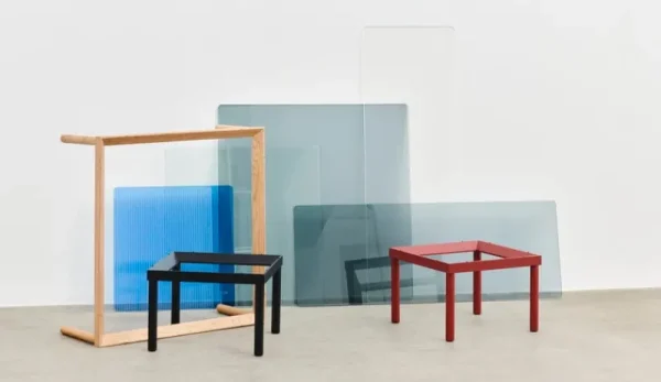 HAY Tische-Kofi Tisch, 80 × 80 cm, Eiche lackiert - Klarglas