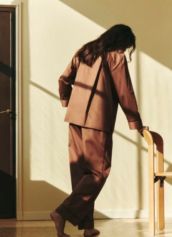 HAY Badezimmertextilien | Bettwäsche^Outline Pyjama-Oberteil, langärmlig, Milchschokolade
