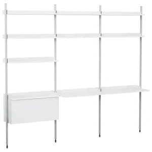 Muuto Regale | Tische-HAY Pier System 13 Regal, 3 Säulen, PS weiß - Aluminium