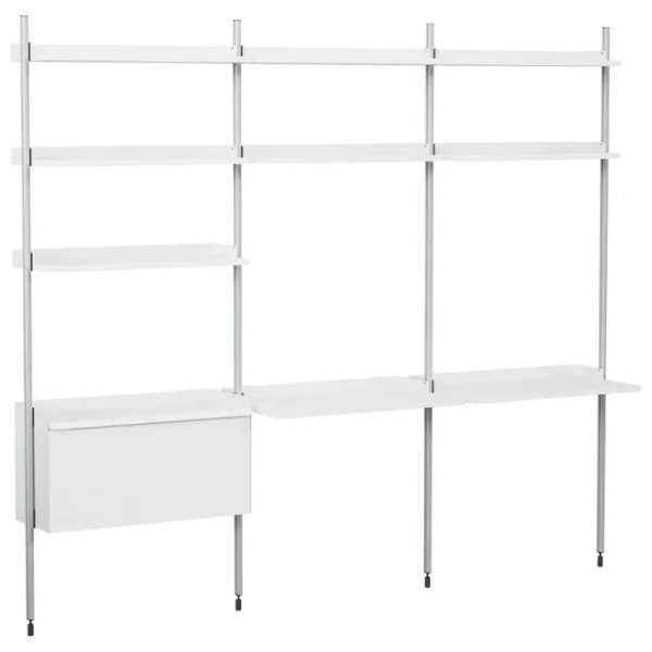 Muuto Regale | Tische-HAY Pier System 13 Regal, 3 Säulen, PS weiß - Aluminium