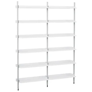 Muuto Regale-HAY Pier System 102 Regal, 2 Säulen, PS weiß - Aluminium