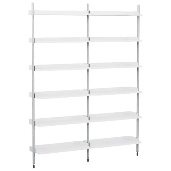 Muuto Regale-HAY Pier System 102 Regal, 2 Säulen, PS weiß - Aluminium