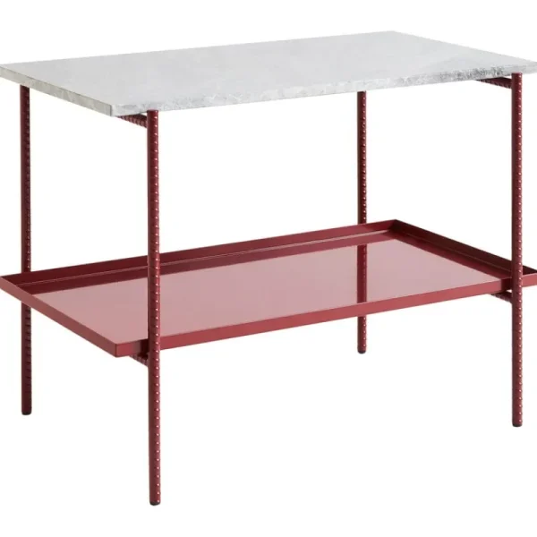 HAY Tische-Rebar Beistelltisch, 75 x 44 cm, Scheunenrot - grauer Marmor