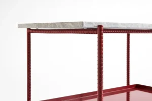 HAY Tische-Rebar Beistelltisch, 75 x 44 cm, Scheunenrot - grauer Marmor