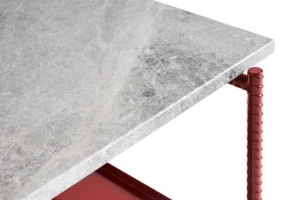 HAY Tische-Rebar Beistelltisch, 75 x 44 cm, Scheunenrot - grauer Marmor