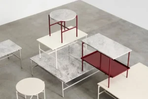 HAY Tische-Rebar Couchtisch, 100 x 104 cm, Alabaster - beiger Marmor