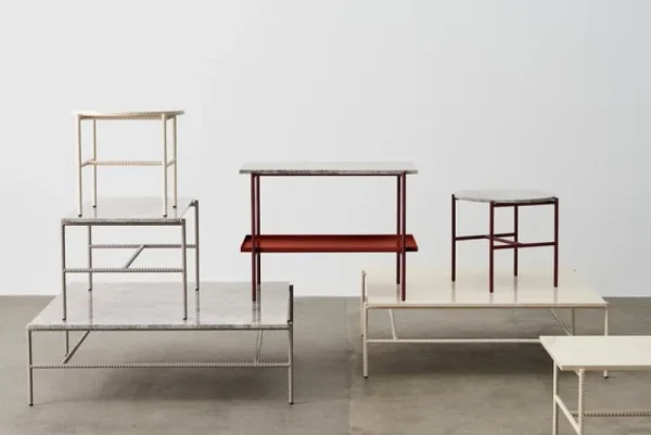HAY Tische-Rebar Couchtisch, 100 x 104 cm, Alabaster - beiger Marmor