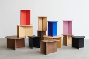 New Works Tische-HAY Slit Wood Tisch, 45 cm, Walnuss lackiert
