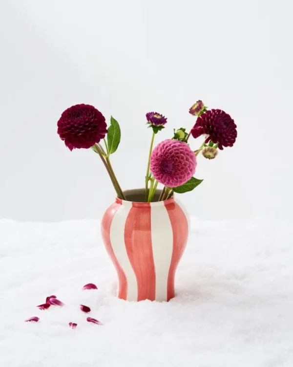 HAY Vasen-Sobremesa Vase, S, gestreift, Rot