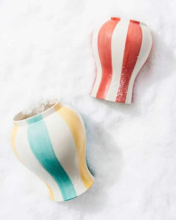 HAY Vasen-Sobremesa Vase, S, gestreift, Rot